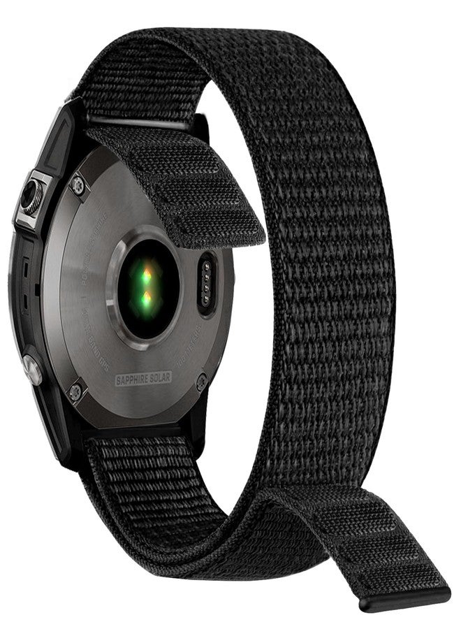 Abanen mmAbanen Hook and Loop Quick Dry Watch Band for Fenix 8 47mm/ epix Pro 47mm/ Fenix 7/6/5, 22mm Woven Nylon Ultralight Sport Wristband Strap for Garmin Instinct 2, Instinct 3 45mm (Black) - Image 2
